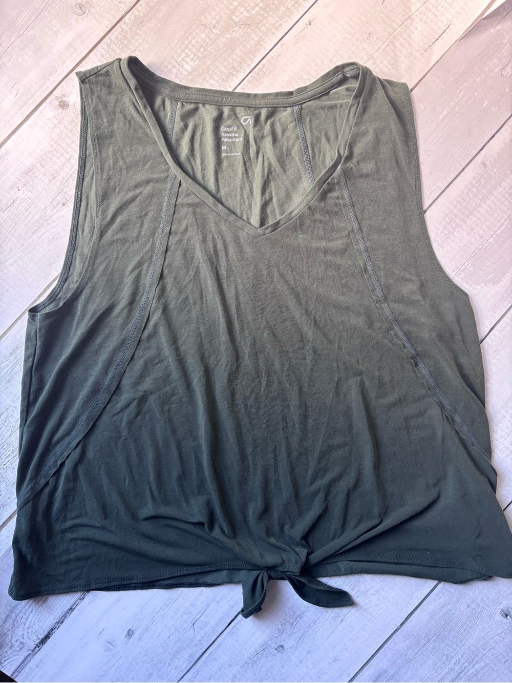 GAP Fit Olive Tie-Front V-Neck Tank